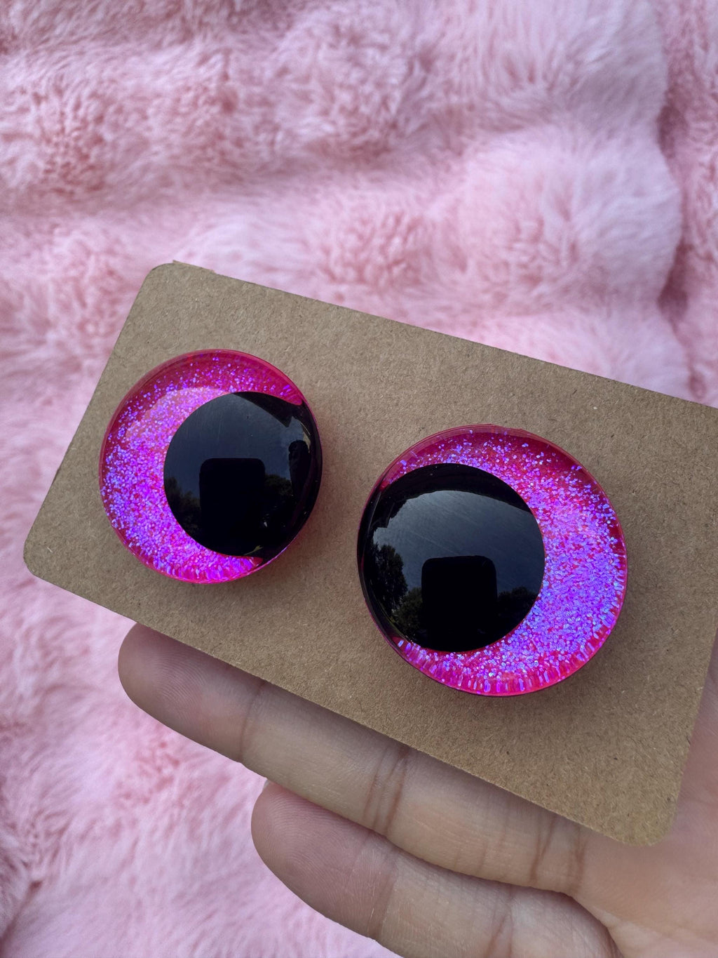 Pink Hand-Painted Safety Eyes - Amigurumi Crochet (18-40mm)