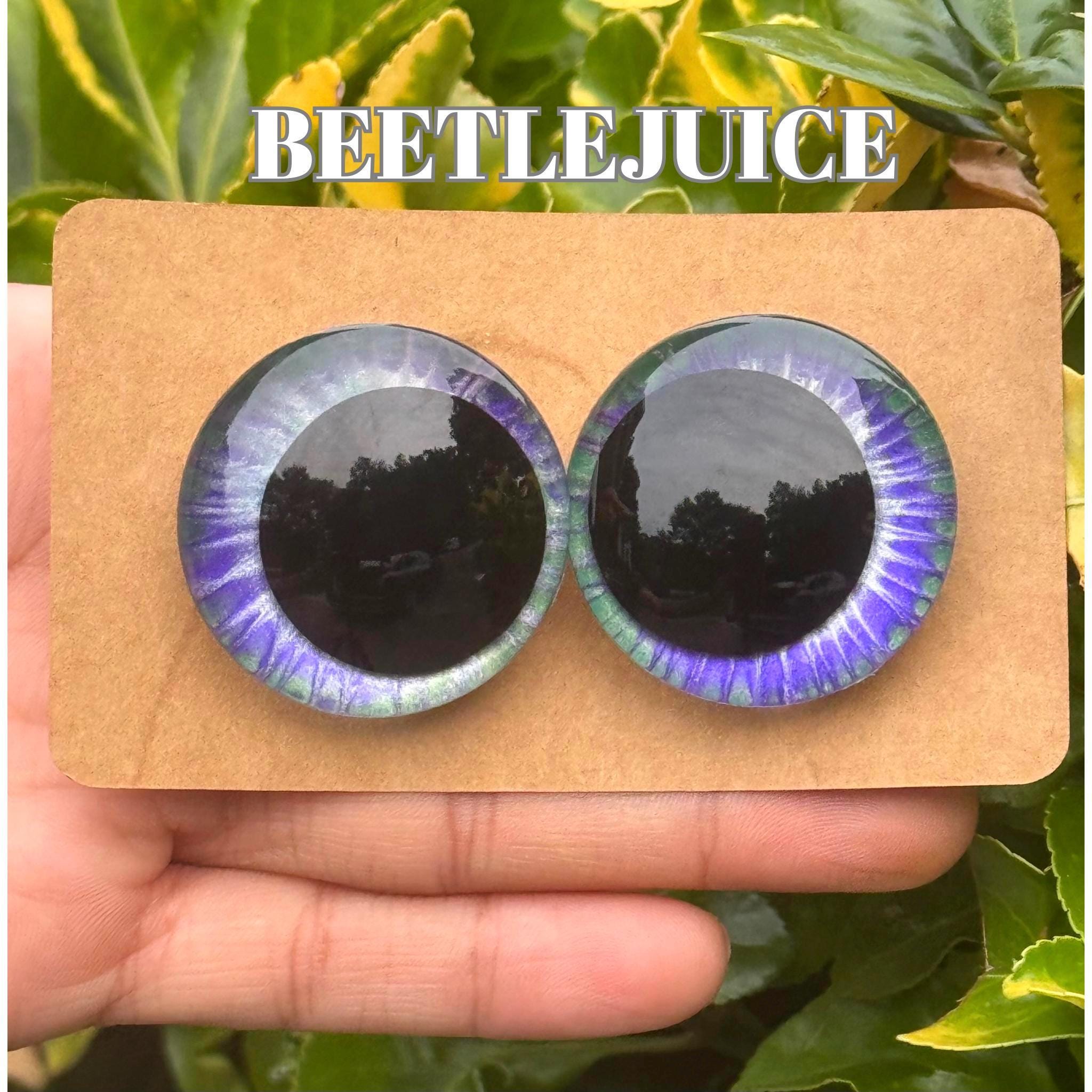 Beetle Hand Painted Safety Eyes: Amigurumi Crochet Tools (25-40mm, Black/Red/White Pupil)