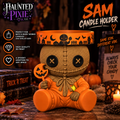 Sam candle holder with a candle displayed on top; candle not included with purchase