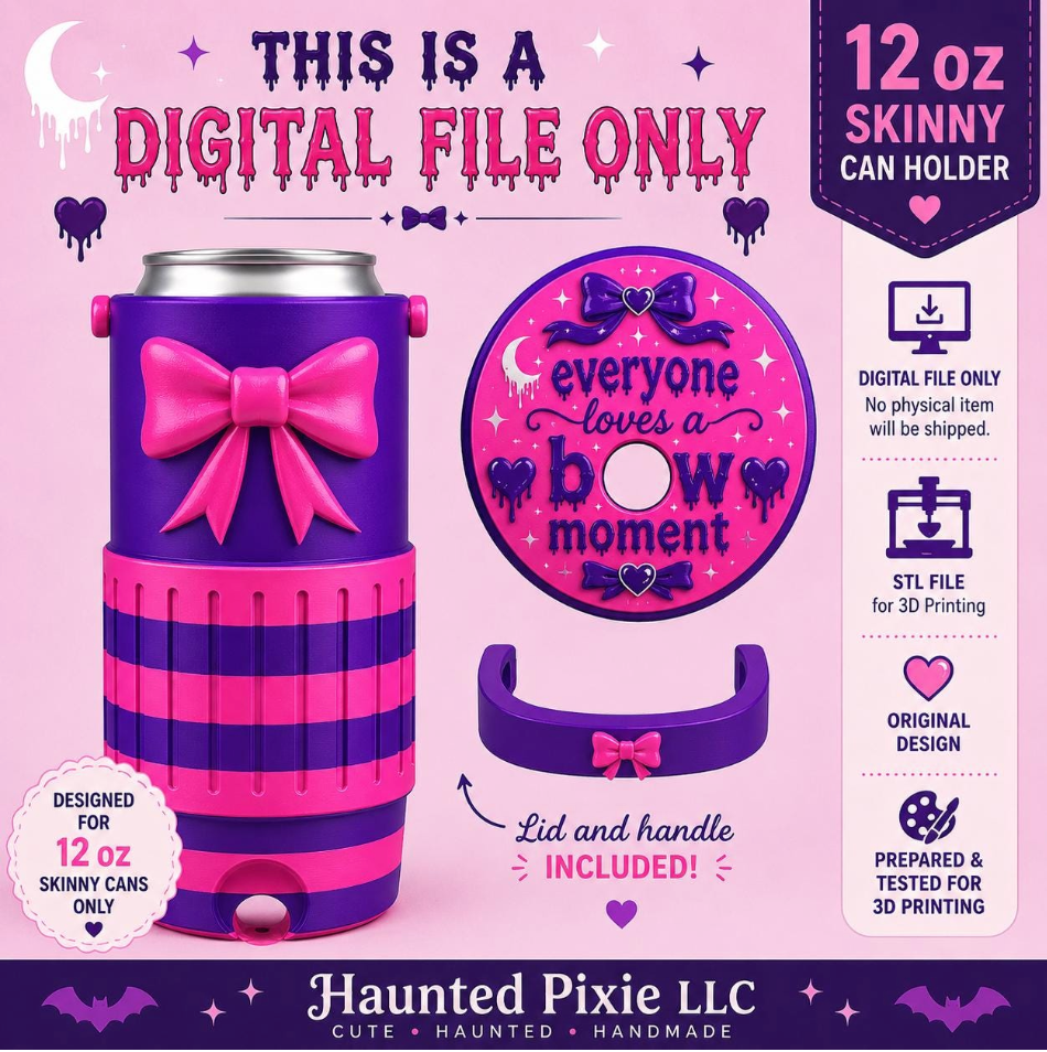 Bow 12oz Skinny Can Holder Digital File