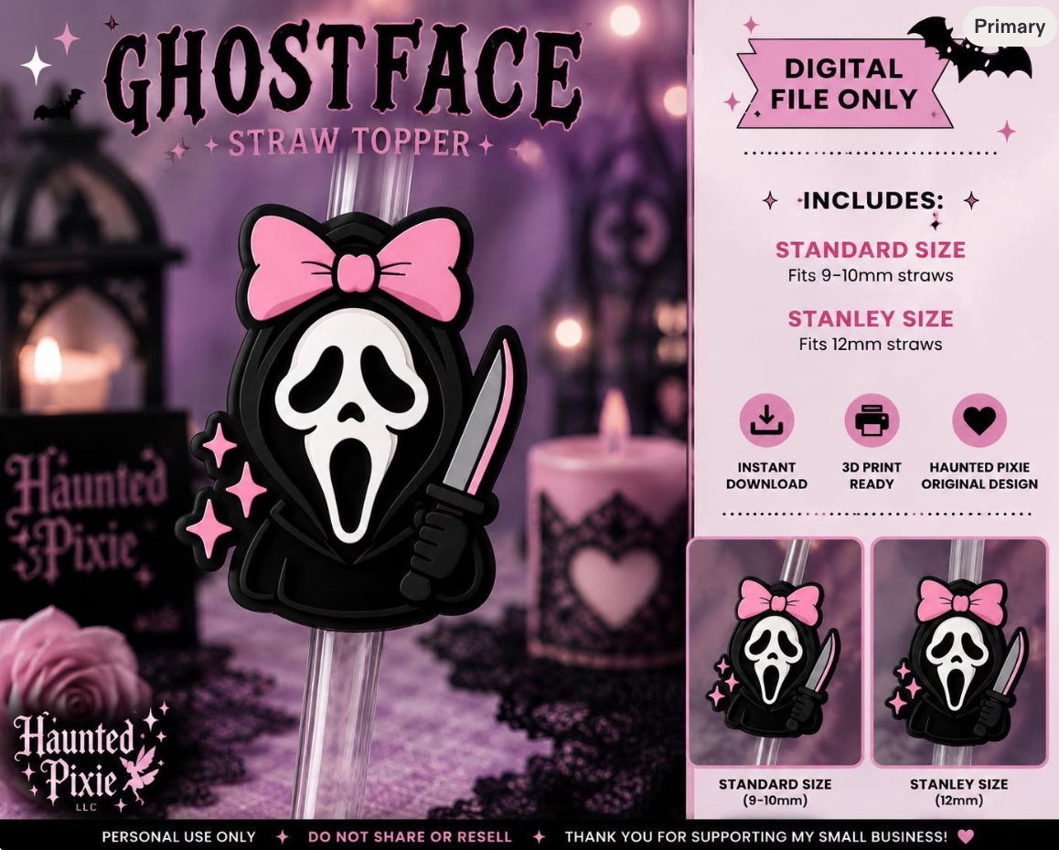 Ghostie Straw Topper Digital File