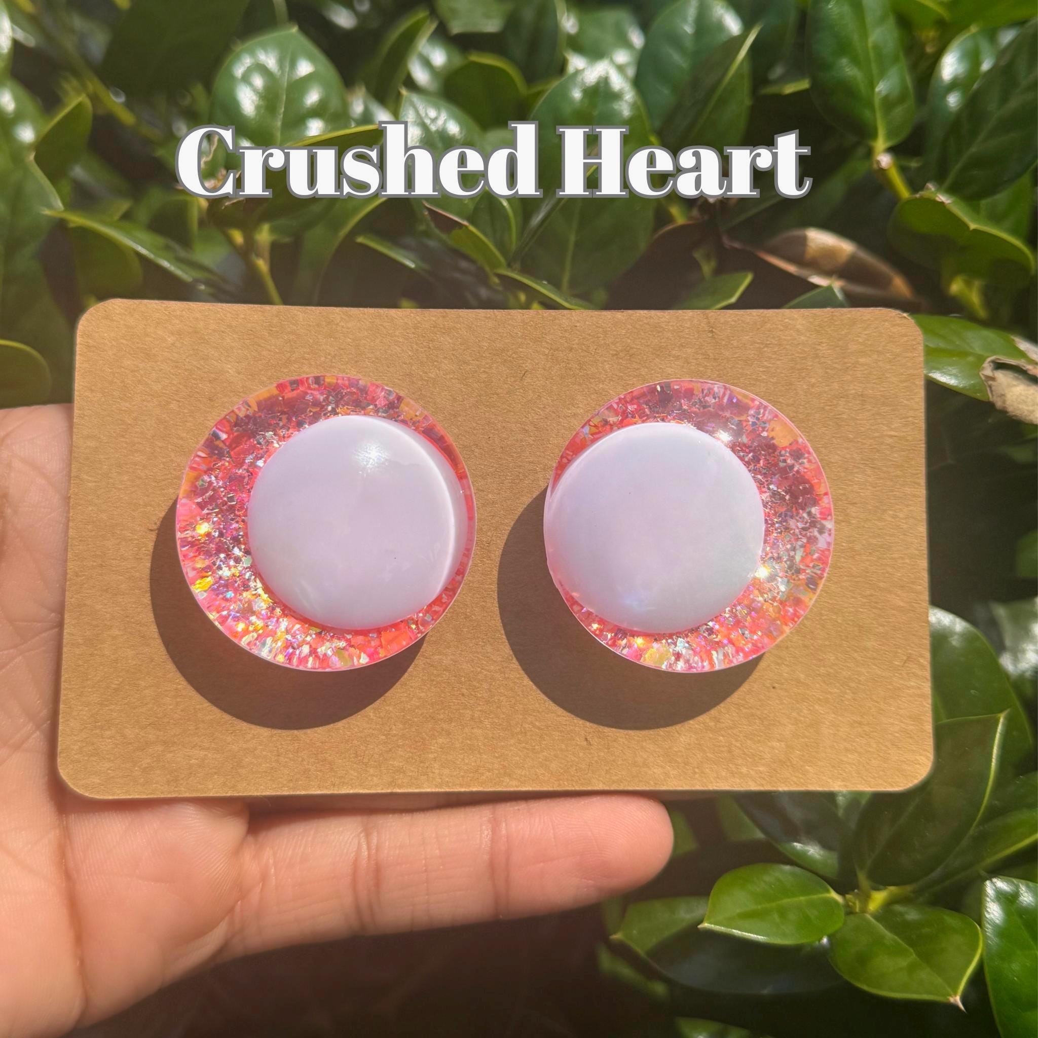 Crushed Heart - Hand Painted Safety Eyes: Amigurumi Crochet Tools (20-40mm, Black/Red/White Pupil)
