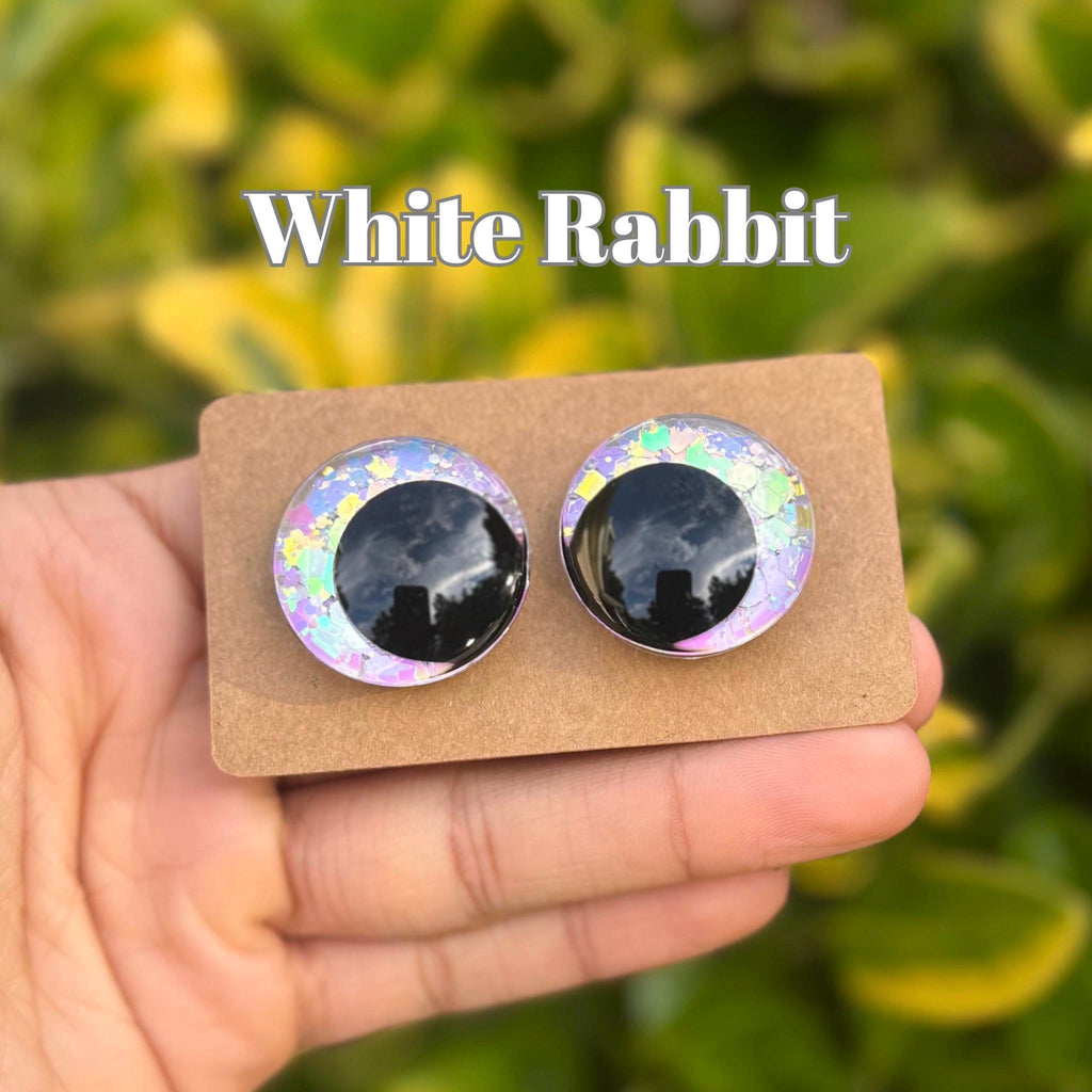 White Rabbit Hand-Painted Safety Eyes - Amigurumi Crochet (20-40mm)