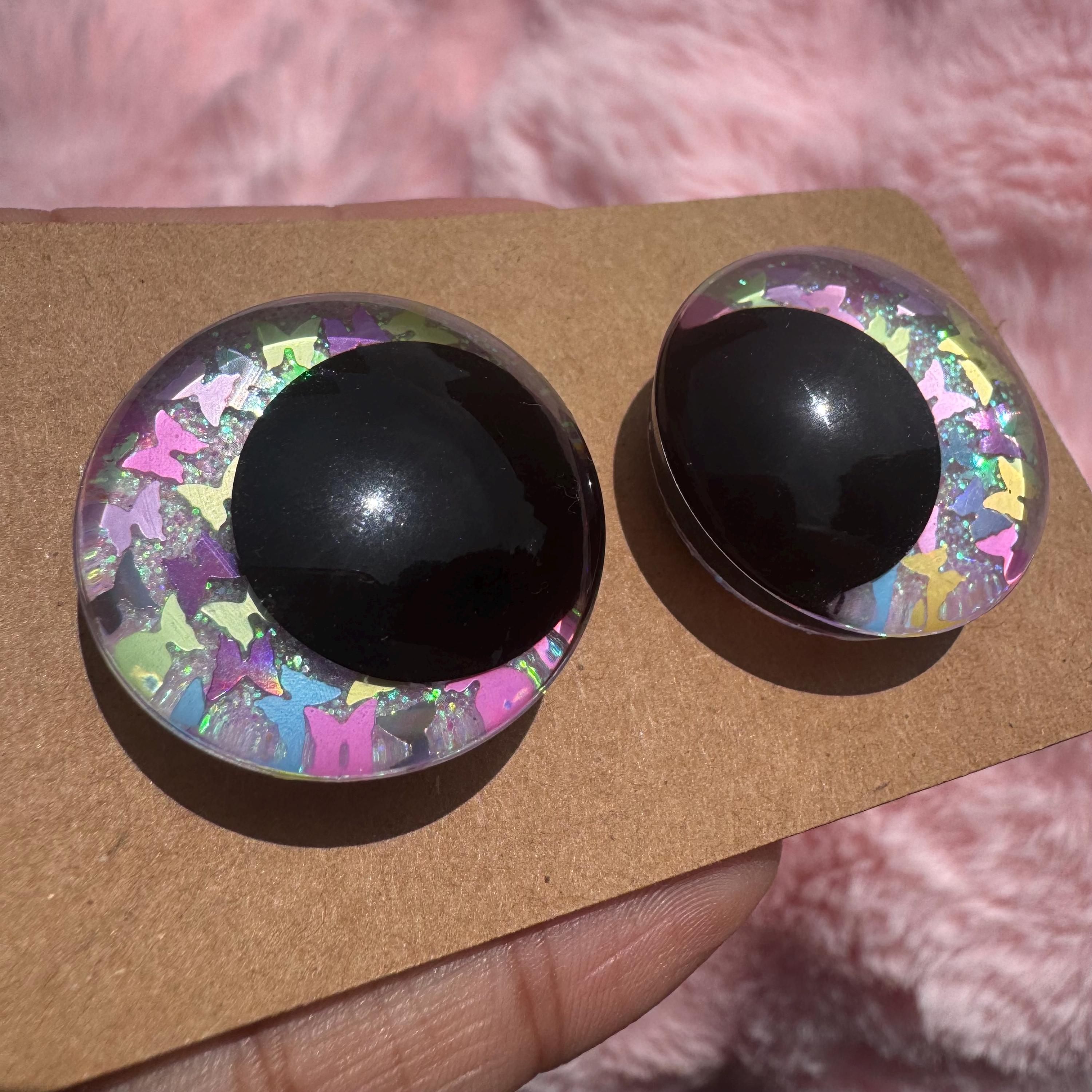 Flutterhex - Hand Painted Safety Eyes: Amigurumi Crochet Tools (25-40mm, Black/Red/White Pupil)