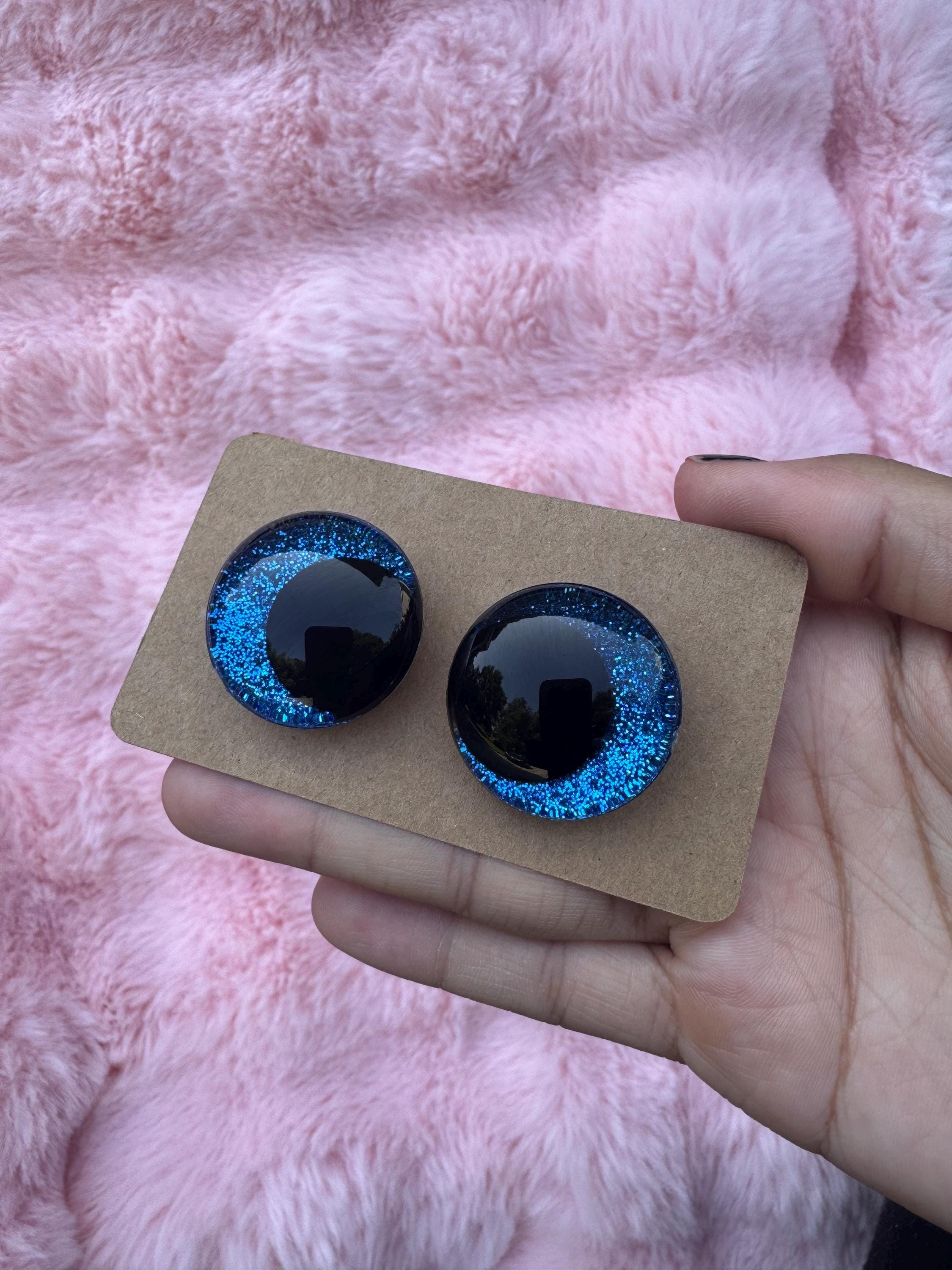BLUE - Hand Painted Safety Eyes: Amigurumi Crochet Tools (16-40mm, Black/Red/White Pupil)