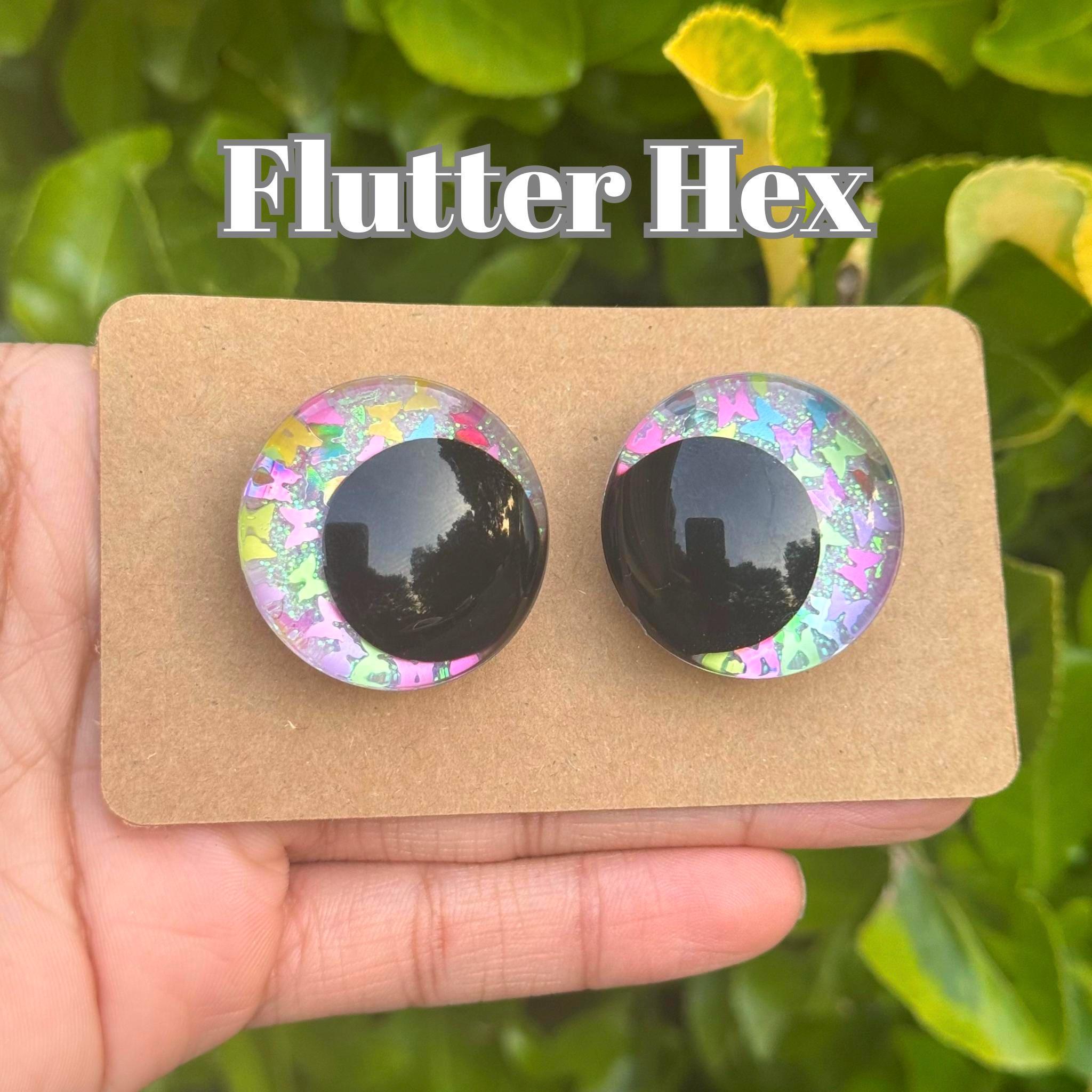Flutterhex - Hand Painted Safety Eyes: Amigurumi Crochet Tools (25-40mm, Black/Red/White Pupil)