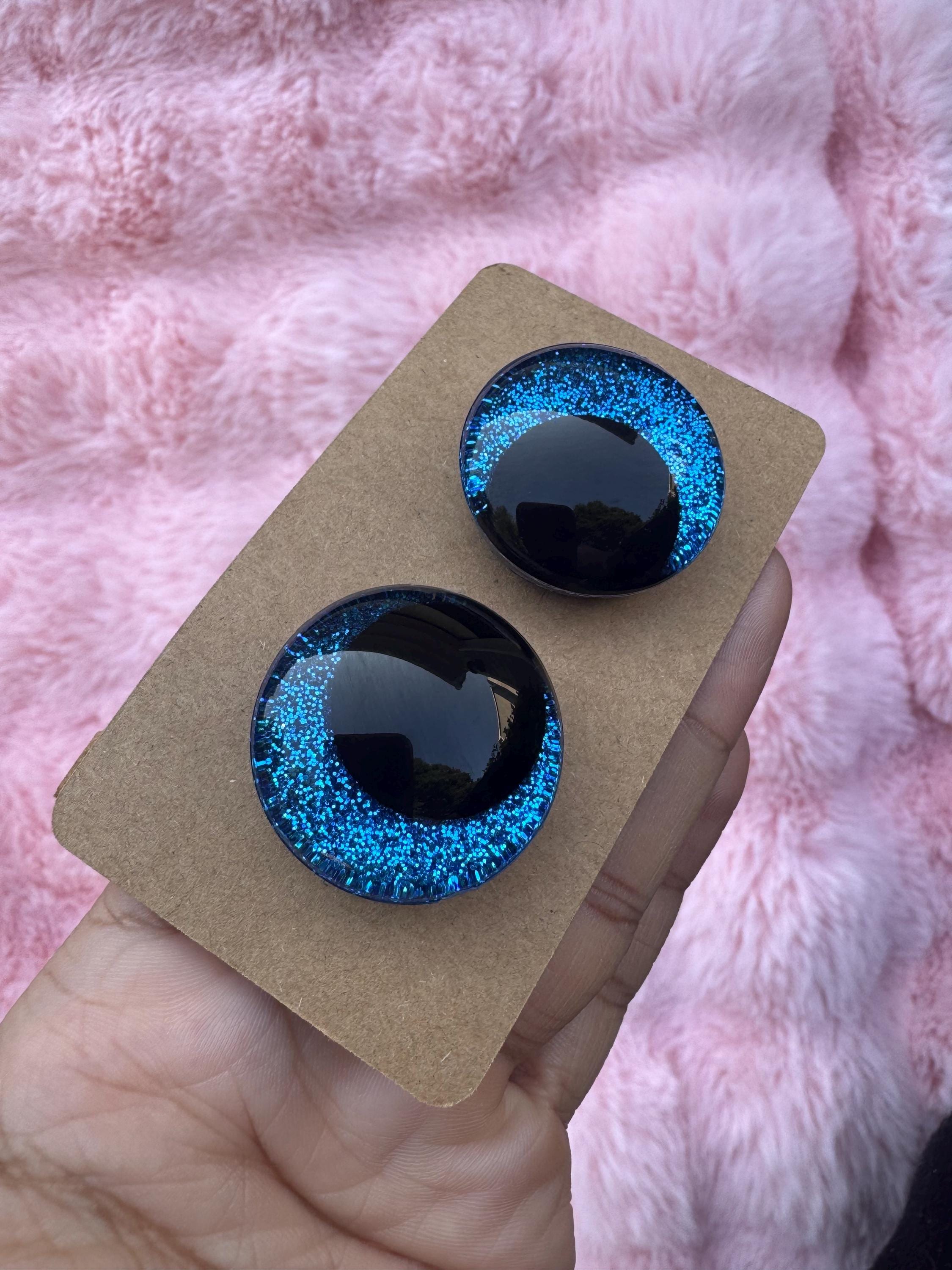 BLUE - Hand Painted Safety Eyes: Amigurumi Crochet Tools (16-40mm, Black/Red/White Pupil)
