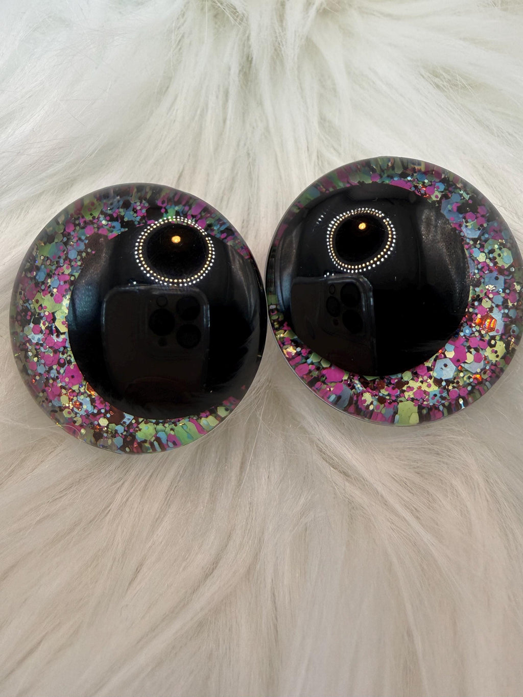 Chaos - Hand Painted Safety Eyes: Amigurumi Crochet Tools (20-40mm, Black/Red/White Pupil)