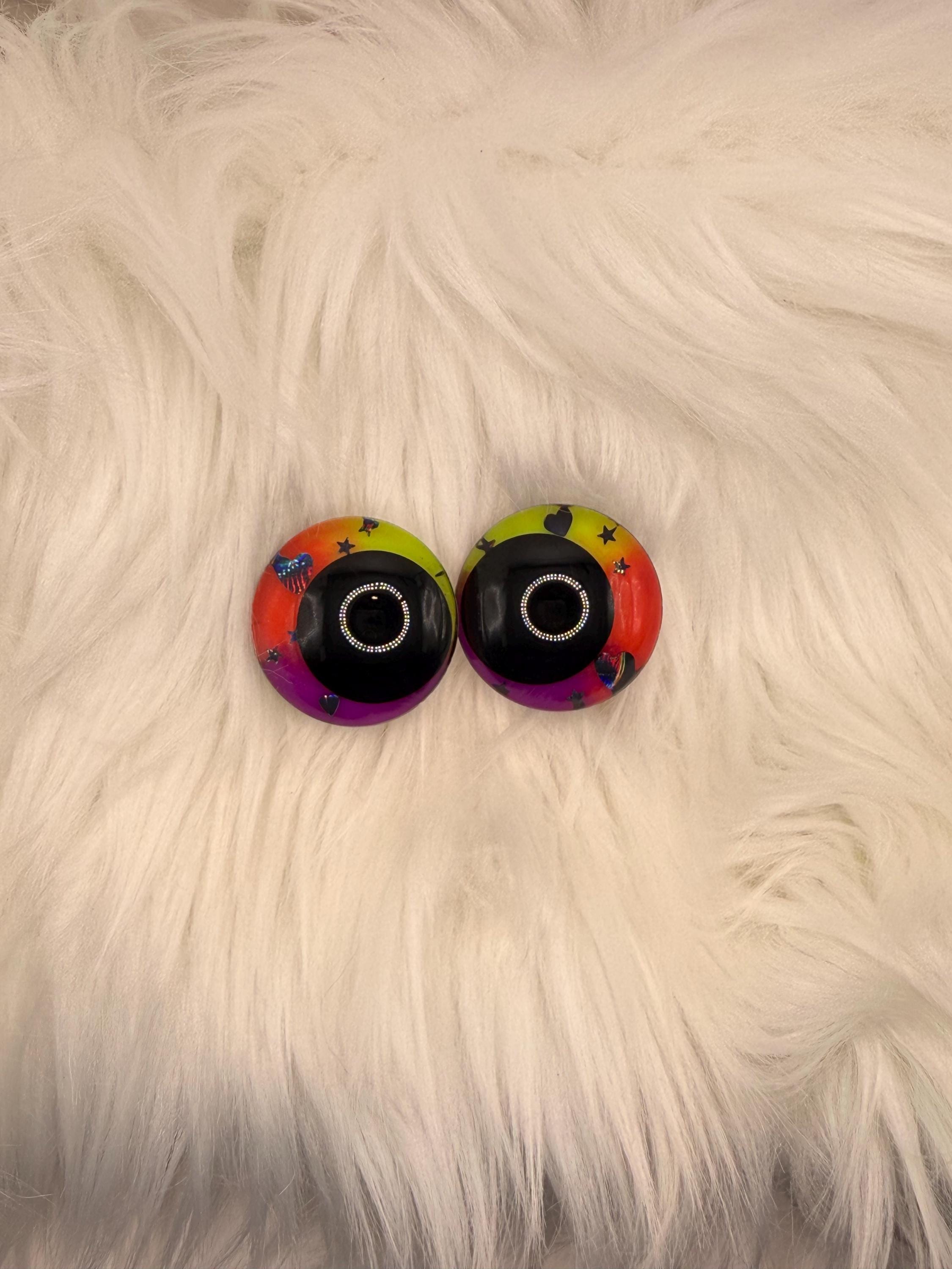 Gas Lighting - Hand Painted Safety Eyes: Amigurumi Crochet Tools (20-40mm, Black/Red/White Pupil)