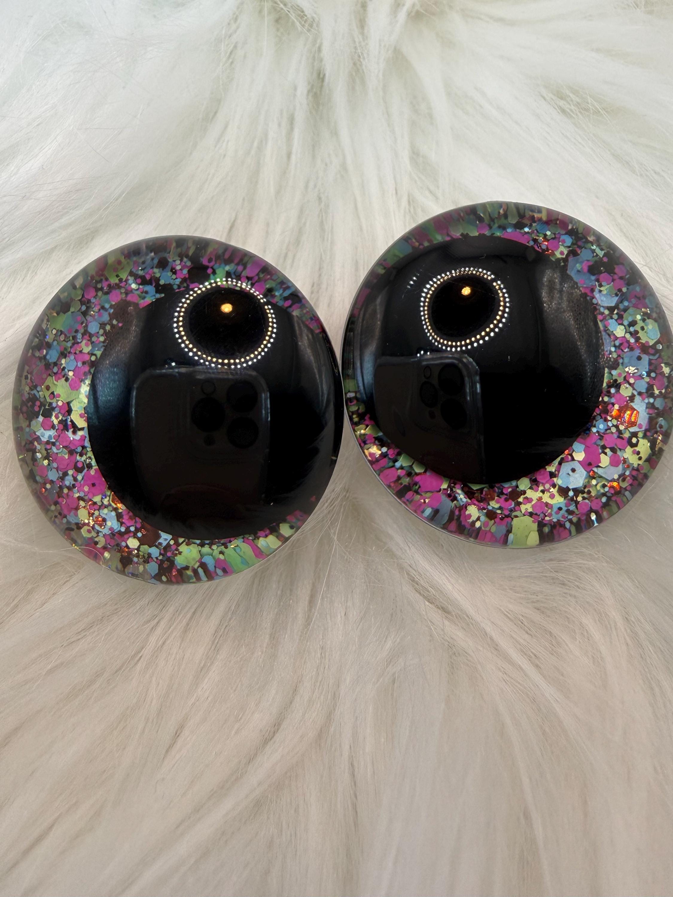 Chaos - Hand Painted Safety Eyes: Amigurumi Crochet Tools (20-40mm, Black/Red/White Pupil)