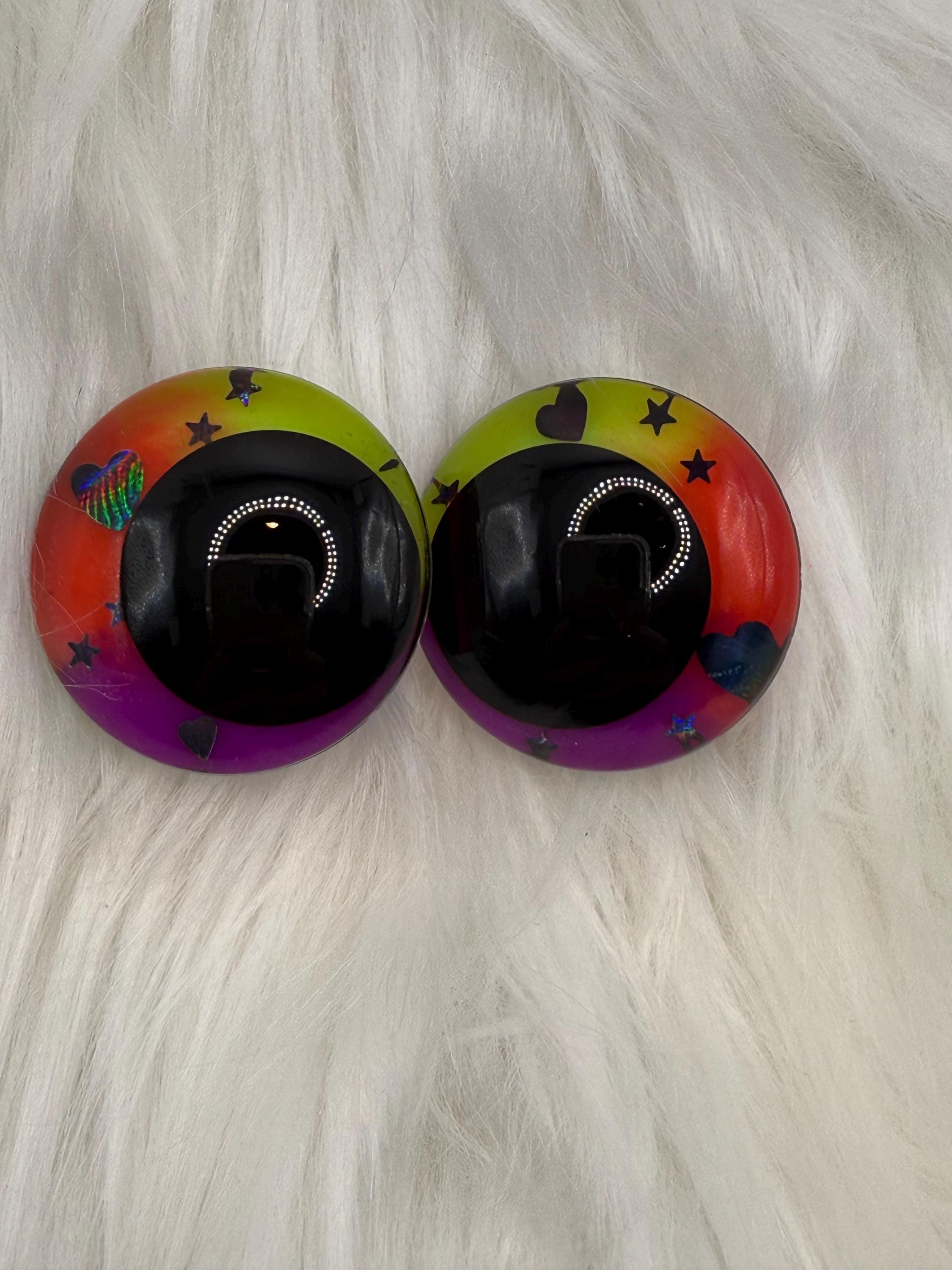 Gas Lighting - Hand Painted Safety Eyes: Amigurumi Crochet Tools (20-40mm, Black/Red/White Pupil)