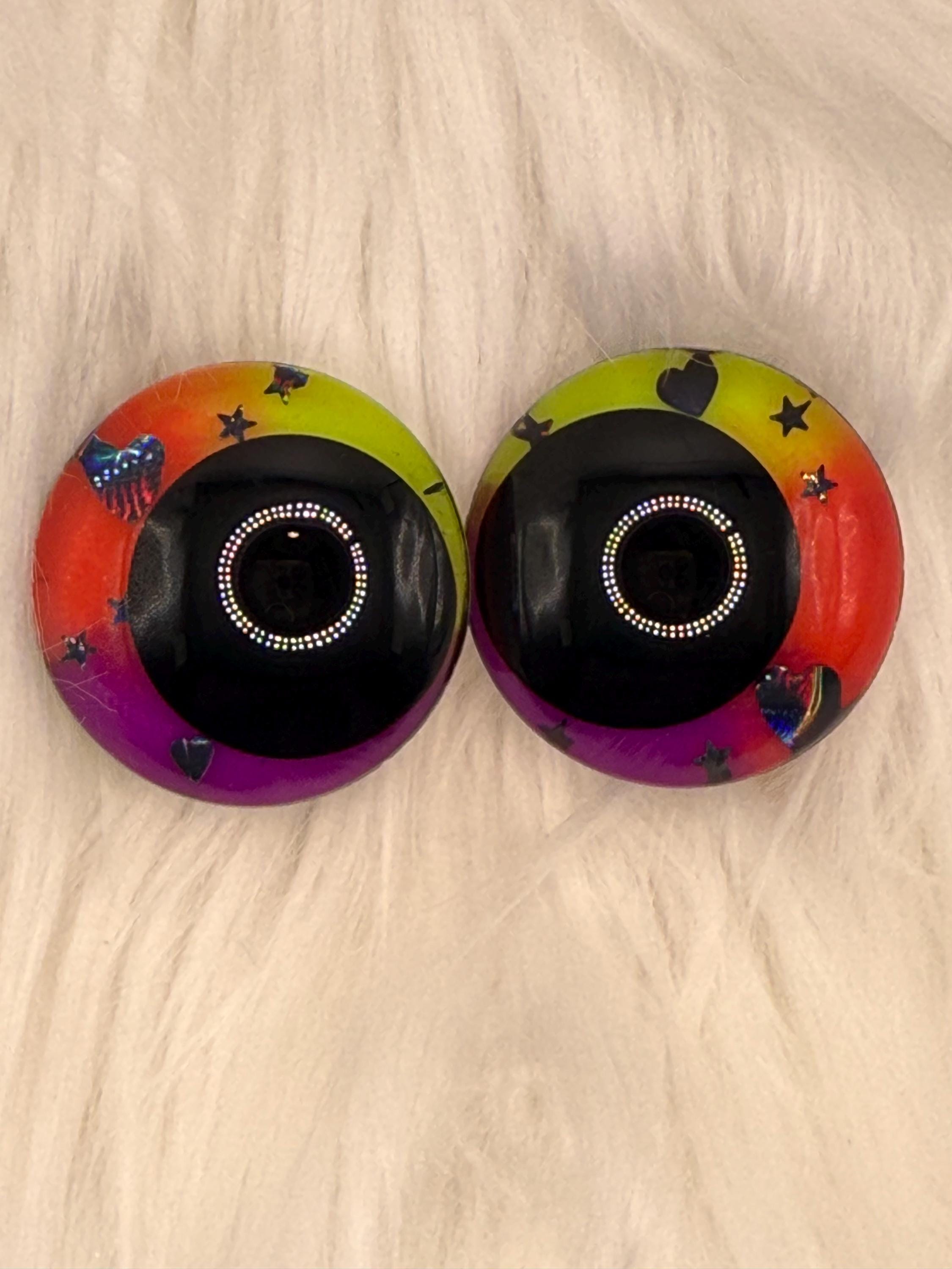 Gas Lighting - Hand Painted Safety Eyes: Amigurumi Crochet Tools (20-40mm, Black/Red/White Pupil)